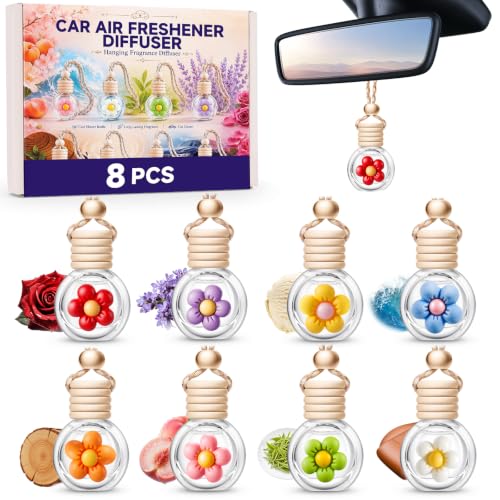 8 Pack Car Air Freshener Hanging, Essential Oil Diffuser, 8 Scents