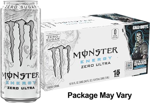 Monster Energy Zero Ultra, Sugar Free Energy Drink, 16 Ounce (Pack of 15)