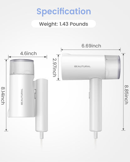 BEAUTURAL Steamer for Clothes, Portable Garment Wrinkle Remover, Fast 30s Heat-up, Foldable and Handheld, 120V Only (Not for 220V Europe)