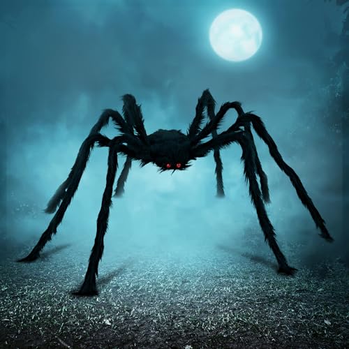 JOYIN Halloween Outdoor Decorations Giant Spider, 5 Ft Large Spider for Yard Lawn Garden Patio Scary Halloween Outside Decor, Indoor Haunted House Prop and Home Party Decor, Black