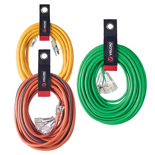 VELCRO Brand Easy Hang Extension Cord Holder Organizer Variety Pack | Holds 60-100lbs, Heavy Duty Straps Fit Easily on Hooks or Nails | Perfect for Garage Organization | 3-pk 10", 14" and 18", Black