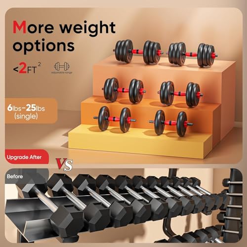 Adjustable Dumbbells, 20/30/45/70/90lbs Free Weight Set with