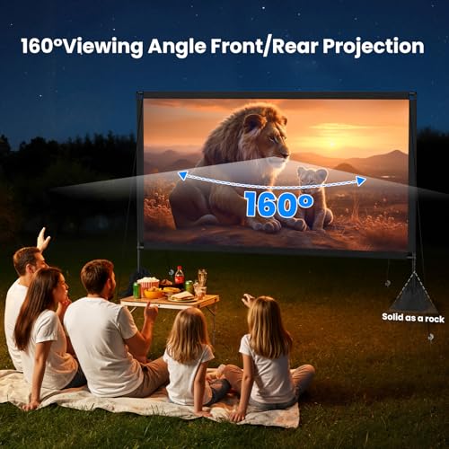 120inch Projector Screen with Stand: Portable Projector Screen Outdoor Indoor Front/Rear16:9 4K HD with Carry Bag Sandbag- Movie Screen for Backyard Moive Night, Camping, Theater