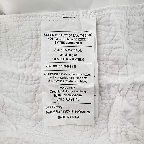 Greenland Home Paisley Quilted 100% Cotton Bed Skirt, Ivory, King