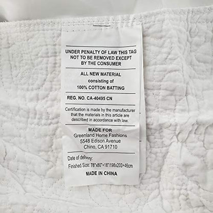 Greenland Home Paisley Quilted 100% Cotton Bed Skirt, Ivory, King