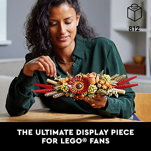 LEGO Icons Dried Flower Centerpiece, Botanical Collection Crafts Set for Adults, Artificial Flowers with Rose and Gerbera, Table or Wall Decoration, Home Décor, 10314