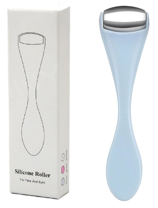 Gajoin Mini Eye Face Rollers Massager 304 Stainless Steel Ice Silicone Roller for Relief Pain Skincare Facial (Blue Color)