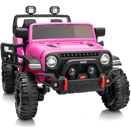 Hikiddo 2 Seater Ride on Car for Kids, 12V Electric Car Ride on Toy for Kids Age 4-8 w/Remote Control, Capacity 150lbs - Pink