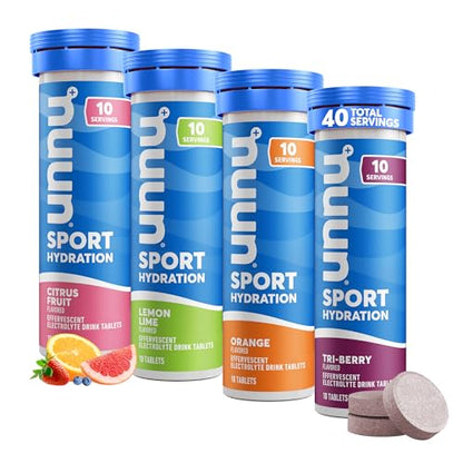 Nuun Sport Electrolyte Tablets for Proactive Hydration, Mixed Citrus Berry Flavors, 4 Pack (40 Servings)