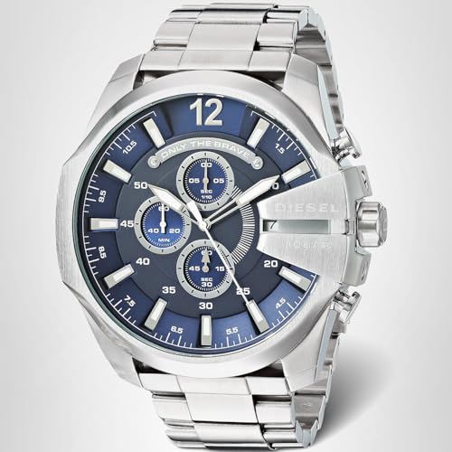Diesel Mega Chief Stainless Steel Chronograph Men's Watch, Color: Silver (Model: DZ4417)