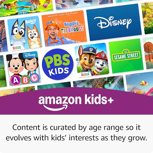 Amazon Fire 7 Kids tablet (newest model) ages 3-7. Top-selling 7" kids tablet on Amazon. Includes 6 months of ad-free and exclusive content, easy parental controls, 10-hr battery, 16 GB, Blue