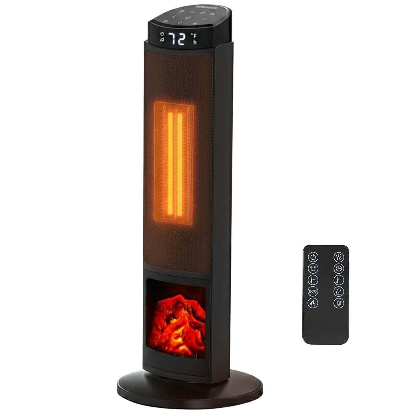 23" Space Heater, 1500W Portable Heaters for Indoor Outdoor Use, Fast Heating with 70° Oscillation, Adjustable Thermostat Up to 95°F, Tip-Over Protection & 12H Timer for Bedroom, Office, Black
