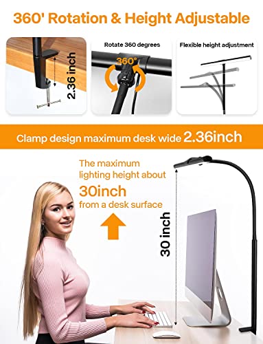 ACNCTOP Desk Lamp for Office Home - Eye-Caring Architect Task Lamp 25 Lighting Modes Adjustable LED Desk Lamp Flexible Gooseneck Clamp Light for Workbench Drafting Reading Study