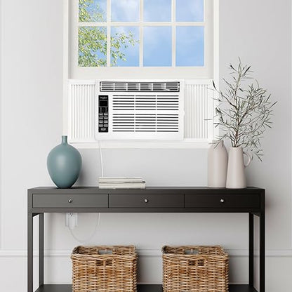 Whirlpool WHAW061CW 6,000 BTU Air Conditioner with Dehumidifier, 115V, Window AC 250 Sq. Ft, Living Room, Bedroom, or Kitchen, with Remote Control, Digital Display, and 24H-Timer, Bright White