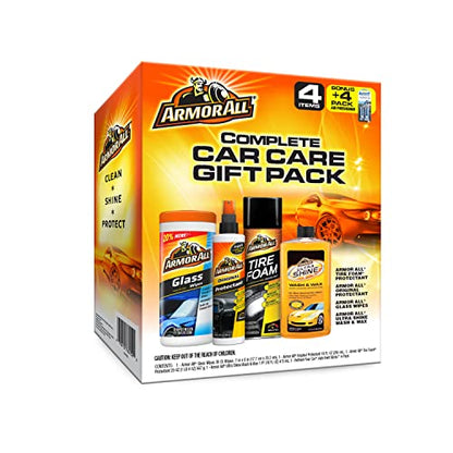 Armor All Car Wash and Car Cleaner Kit by Armor All, Includes Glass Wipes, Car Wash & Wax Concentrate, Protectant Spray and Tire Foam