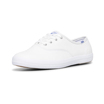 Keds Women's Champion Lace Up Sneaker, White Leather, 8 Wide