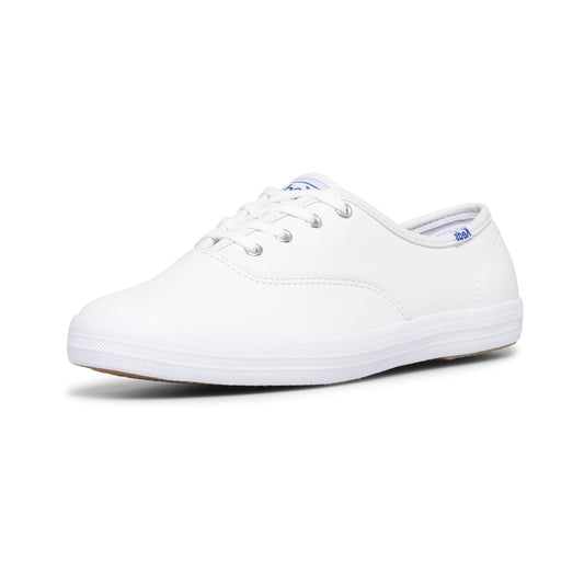 Keds Women's Champion Lace Up Sneaker, White Leather, 8 Wide