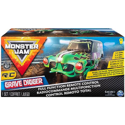 Monster Jam, Official Grave Digger Remote Control Monster Truck, 1:24 Scale, 2.4 GHz, Kids Toys for Boys and Girls Ages 4 and up