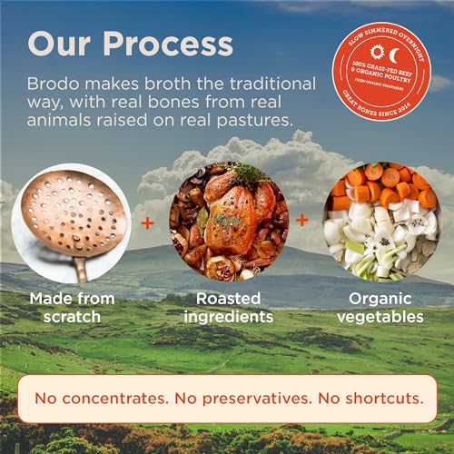 Brodo Broth Variety Pack | 1 Chicken, 1 Hearth, 1 Deeply Rooted, 1 Spicy Nonna, 1 Tom Yum, 1 Tuscan Sun Single Serving Pouches | Not Made From Concentrate, No Preservatives (6x 8.3 oz Pouches)