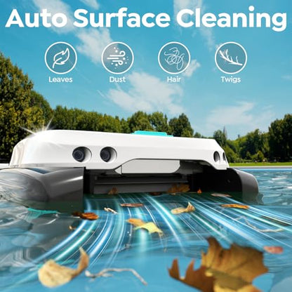TALOSBO Pleco SK01 Solar Powered Robotic Pool Skimmer with APP Support, 24/7 Cleaning, Two Charging Modes, Smart Obstacle Avoidance, 7L Filter Capacity, Ideal for All Pool Surfaces