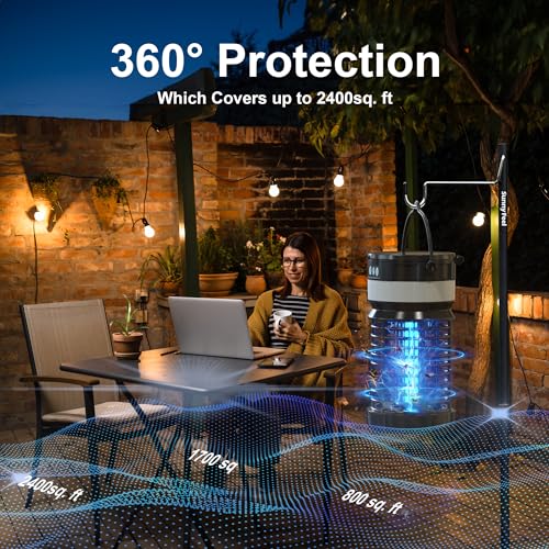 Solar Bug Zapper Outdoor,Cordless Rechargeable Mosquito Zapper, 4200V High Power,Waterproof,Electric Fly Zapper Zapper for Outdoor Home Garden Patio Backyard (1, Black)