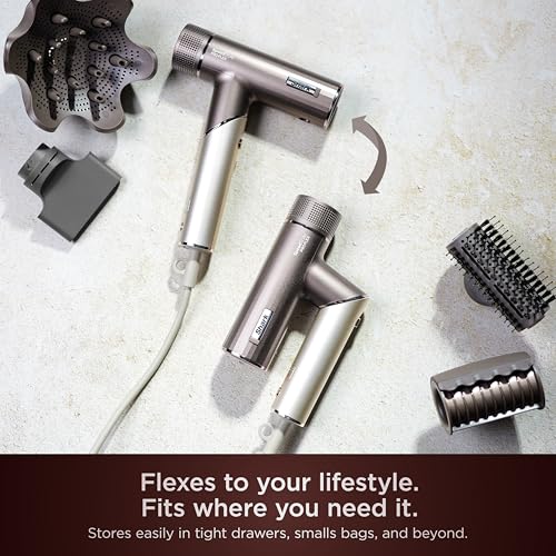 Shark SpeedStyle Pro Flex Professional Performance High-Velocity Hair Dryer System with Scalp Shield & IQ Speed Styling and Drying Suite, Lightweight, Ionic, No Heat Damage, Mocha Silver, HD542