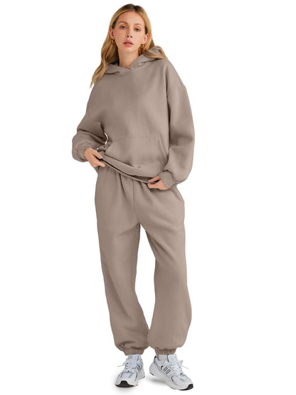 AUTOMET Sweatsuits Women 2 Piece Outfit Lounge Plus Size Fall Fashion Deals 2025 Tracksuits Oversized Sweatshirt and Sweatpants Casual Teen Girls Clothing CoffeeGrey L