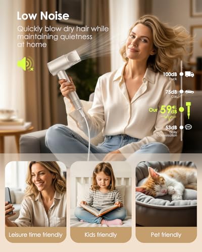 Ionic Hair Dryer, 160,000 RPM High-Speed Blow Dryer with Diffuser for Women