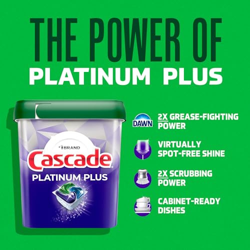 Cascade Platinum Plus Dishwasher Pods, Dish Detergent ActionPacs, Clean Lemon, 52 Count