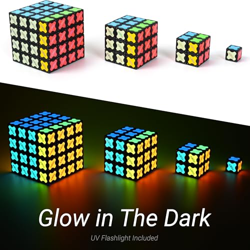 TOSY Magnet Cube 2x2 - 64 Magnets, 8 Building Blocks, Easter Basket Stuffers Essentials for Kids/Teens, 2 in 1 Toy: 2x2x2 Puzzle Cube and Customizable Infinity Cube, Glowing, UV Flashlight Accessory