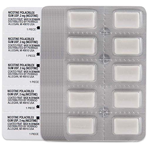 Amazon Basic Care Coated Nicotine Polacrilex Gum, 2 mg, Fruit Flavor, Stop Smoking Aid, Reduces Cravings, Smoking Cessation, 160 Count