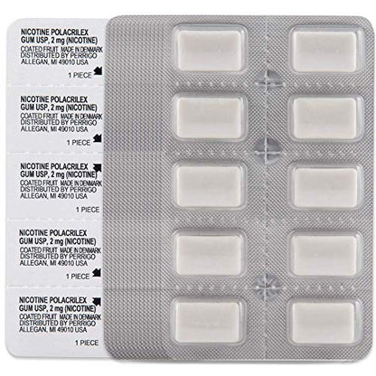 Amazon Basic Care Coated Nicotine Polacrilex Gum, 2 mg, Fruit Flavor, Stop Smoking Aid, Reduces Cravings, Smoking Cessation, 160 Count