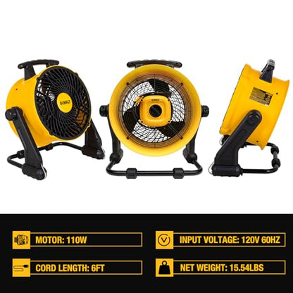 DEWALT 16 Inch Heavy Duty Floor Fan, High Velocity Barrel Shop Fan, 3-Speed Powerful Cooling Drum Fan with 4000 CFM, 360° Adjustable Tilting Airflow Fan for Warehouse, Workshop, Factory, Basement