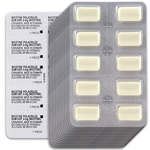 Amazon Basic Care Nicotine Polacrilex Coated Gum 4 mg (nicotine), Cinnamon Flavor, Stop Smoking Aid, 160 Count