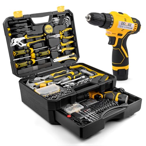 DOWELL Tool Set with 12V Cordless Drill, 223-Pcs Home Tool kit for Men