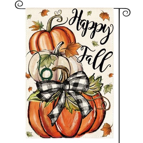 AVOIN colorlife Happy Fall Garden Flag 12x18 Inch Double Sided Outside