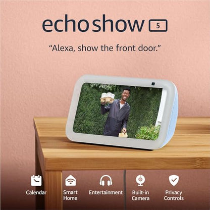 Amazon Echo Show 5 (3rd Gen, 2023 release) | Smart display with 2x the bass and clearer sound | Cloud Blue