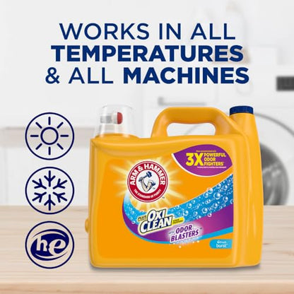 Arm & Hammer Plus OxiClean Odor Blasters Fresh Burst, 128 Loads Liquid Laundry Detergent, 166.5 Fl oz