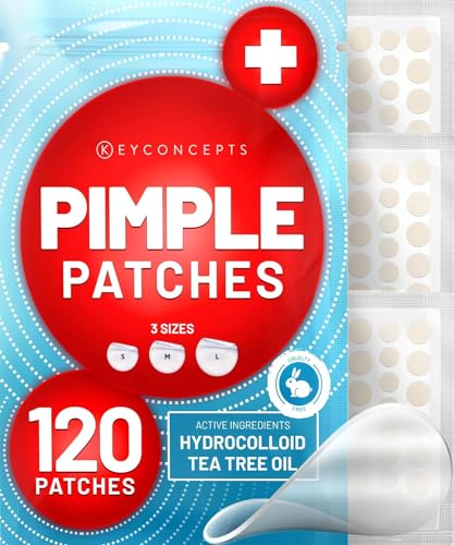 PatchRx Pimple Patches for Face (120 Patches), Hydrocolloid Acne Patches with Tea Tree Oil, Pimple Patch Pimple Stickers - Hydrocolloid Patch Acne Dots - Acne Pimple Patches For Face - Zit Patches