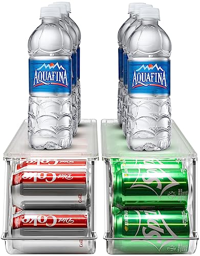 Sorbus Soda Can Organizer for Refrigerator Stackable Can Holder Dispenser with Lid for Fridge, Pantry, Freezer – Holds 12 Cans Each, BPA-Free, Clear Design,[Patent Pending] (2-Pack)