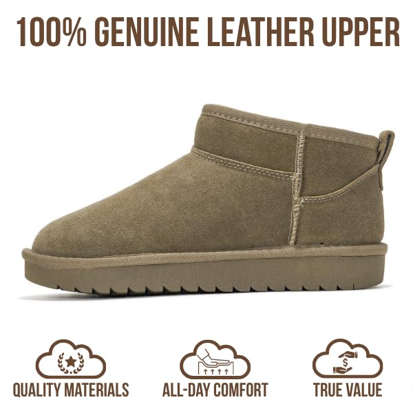 Project Cloud 100% Genuine Leather Ankle Boots for Women - Water Resistant with Memory Foam Insole Winter Boots for Women - Trending Shoes & Comfortable Women's Ankle Boots (Hippy, Olive, 7)