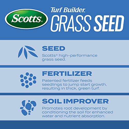 Scotts Turf Builder Grass Seed Sun & Shade Mix with Fertilizer and Soil Improver, Thrives in Many Conditions, 5.6 lbs.