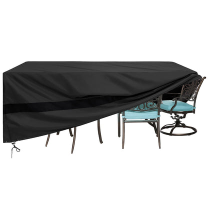 SunPatio Patio Furniture Covers Waterproof, Rectangular Table and Chairs Set Cover, Outdoor Furniture Set Cover with Drawstrings and Taped Seams, All Weather Protection, 76"W x 50"D x 30"H, Black