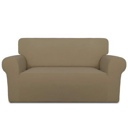 PureFit Super Stretch Sofa Slipcover – Spandex Non Slip Soft Couch Sofa Cover, Washable Furniture Protector with Non Skid Foam and Elastic Bottom for Kids, Pets （Loveseat, Tan）