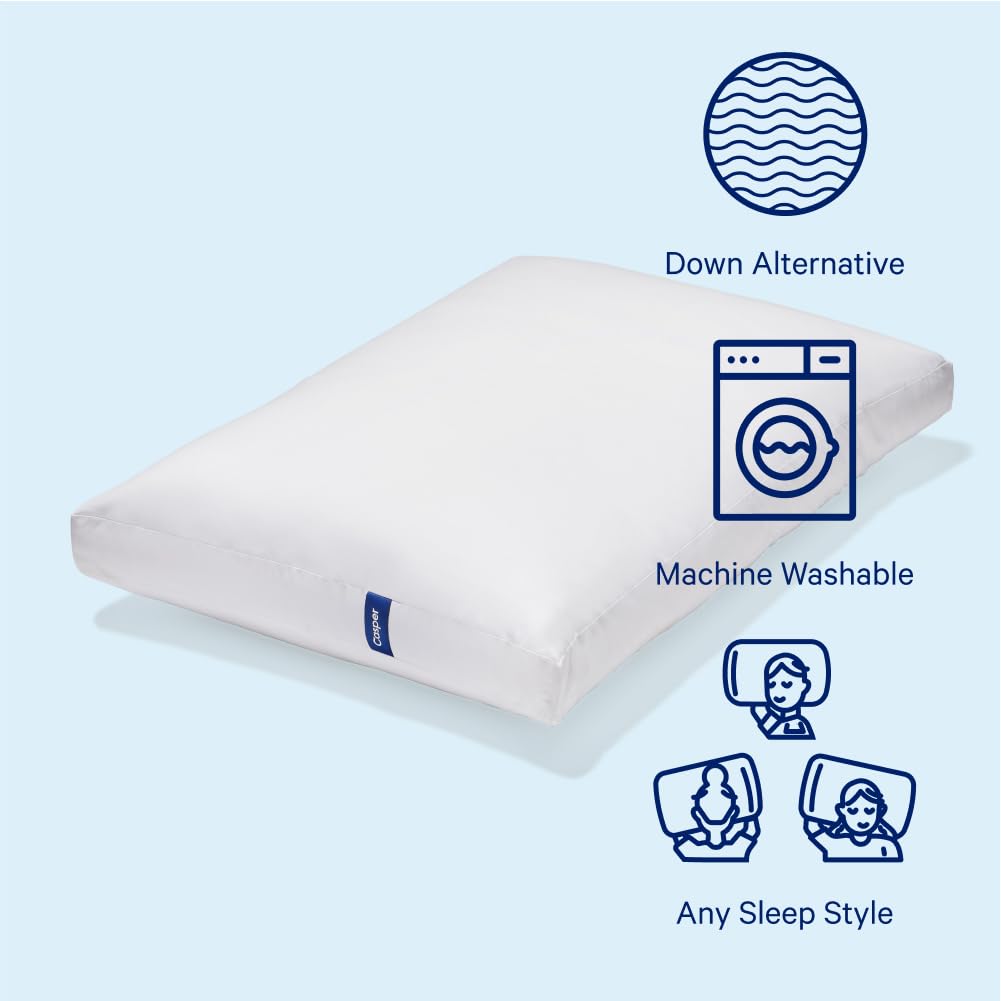Casper Essential Pillow for Sleeping, Standard, White, Two Pack