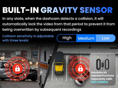 COOLCRAZY Dash Cam Front and Rear, 4K Full HD Dual Dash Camera for Cars Built-in 5G WiFi GPS, 64GB Card, Car Camera with 3" IPS Screen, UHD 2160P Night Vision, HDR, App Control, 24H Parking Monitor