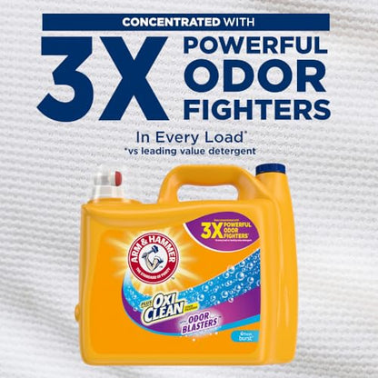 Arm & Hammer Plus OxiClean Odor Blasters Fresh Burst, 128 Loads Liquid Laundry Detergent, 166.5 Fl oz