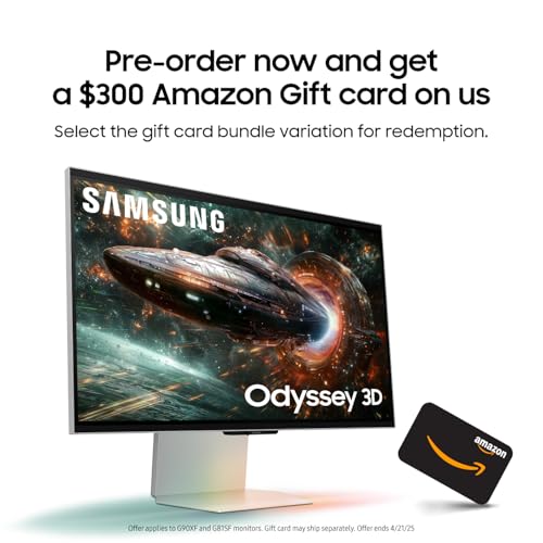 SAMSUNG 27-inch Odyssey 3D G90XF + $300 Amazon Gift Card, 4K, 165Hz, Gaming Monitor, 1ms Response Time, AMD FreeSync™ Premium, Ergonomic Stand, LS27FG900XNXZA, 2025