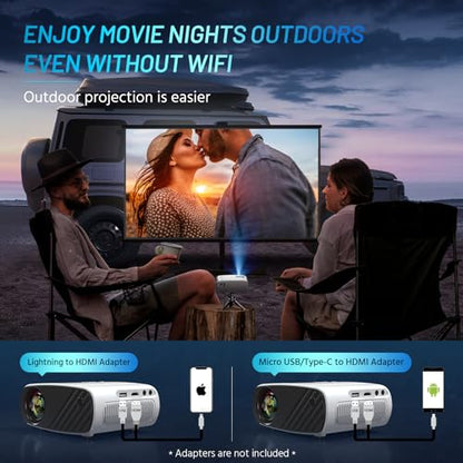 Mini Projector for iPhone, ELEPHAS 2024 Upgraded 1080P HD Projector, 8000L Portable Projector with Tripod and Carry Bag, Movie Projector Compatible with Android/iOS/Windows/TV Stick/HDMI/USB