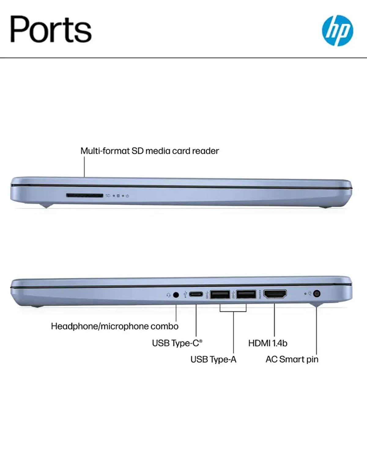 HP Business Student Laptop Computer - Windows 11 Pro & Microsoft Office Lifetime | 14 inch HD | AI-Powered, 12 Hr Batter N-Serious Laptop| 16GB RAM, 128GB UFS, 256GB Extend Micro SD | Blue